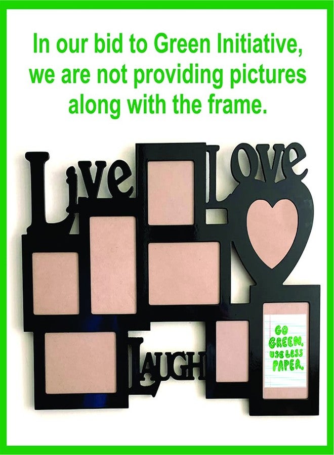 PICRAZEE إطار صور خشبي جداري من بيكريزي، بتصميم "عِش، حُب، اضحك"، يضم صورًا متعددة في إطار واحد (8 صور، أسود، مقاس 16 × 24 بوصة)، مستطيل الشكل - Image 4